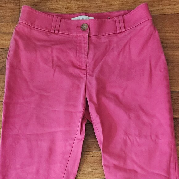LOFT Hot Pink Julie Cotton/Spandex Cropped Pants Size 4 Petite - Picture 3 of 15